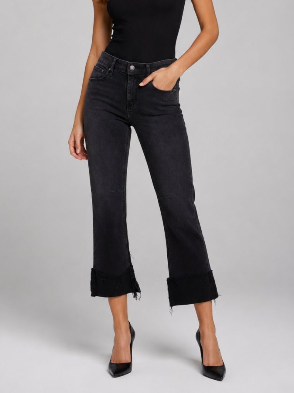RtA Bootcut Stretch Cropped Denim Jeans Washed Black Size 27 NWOT